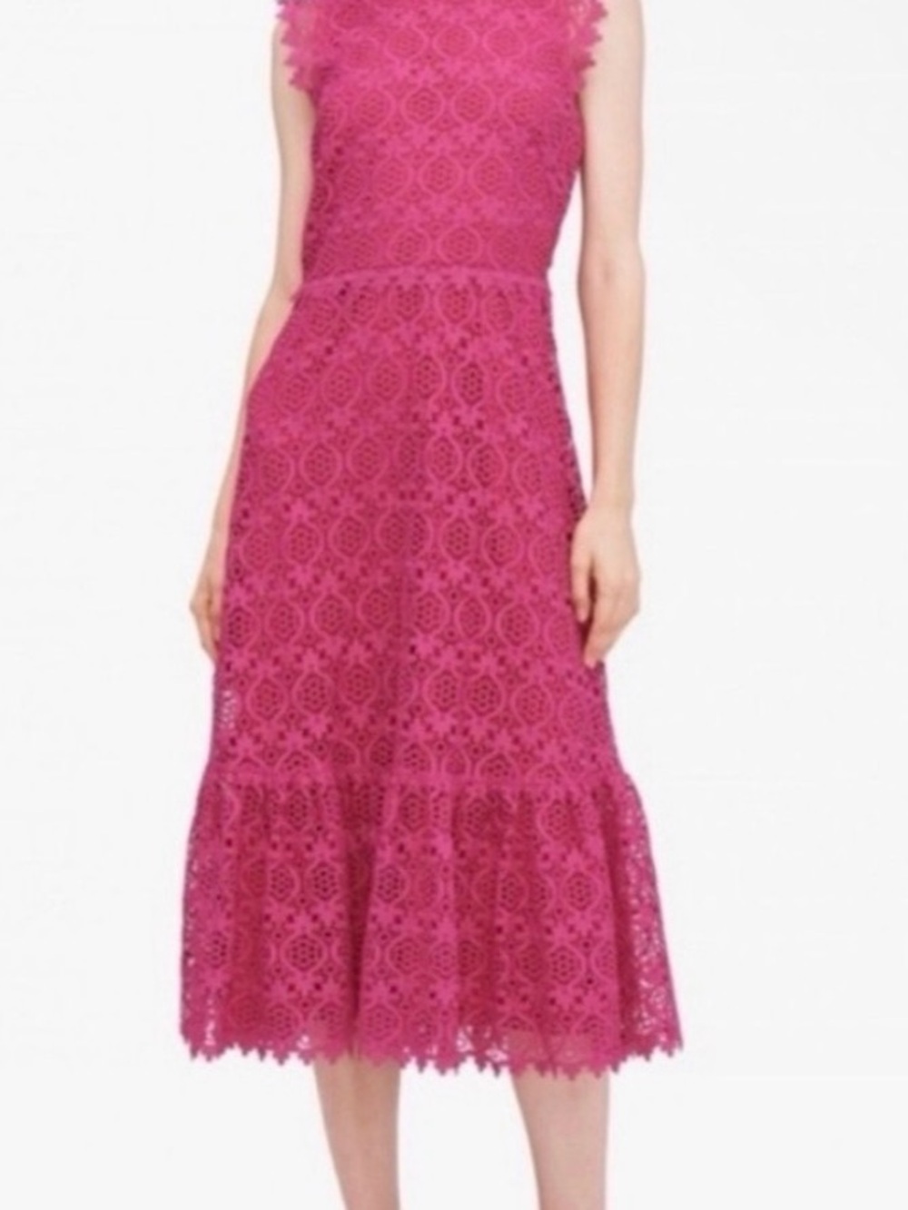 Kate Spade Sleeveless Lace Midi Dress in Bright Pink
